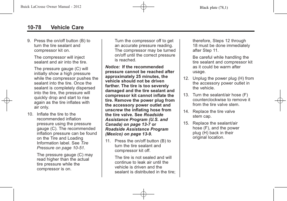 78 vehicle care | Buick 2012 LaCrosse User Manual | Page 404 / 496