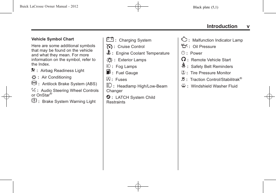 Buick 2012 LaCrosse User Manual | Page 5 / 496