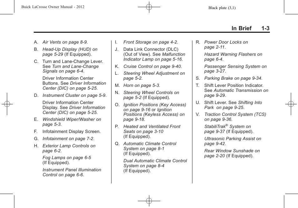 Buick 2012 LaCrosse User Manual | Page 9 / 496