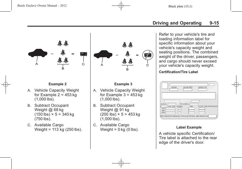 Driving and operating 9-15 | Buick 2012 Enclave User Manual | Page 269 / 474