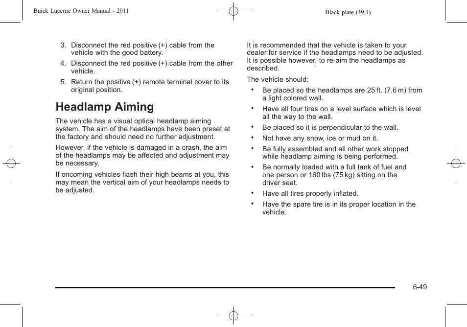 Headlamp aiming, Headlamp aiming -49 | Buick 2011 Lucerne User Manual | Page 335 / 450