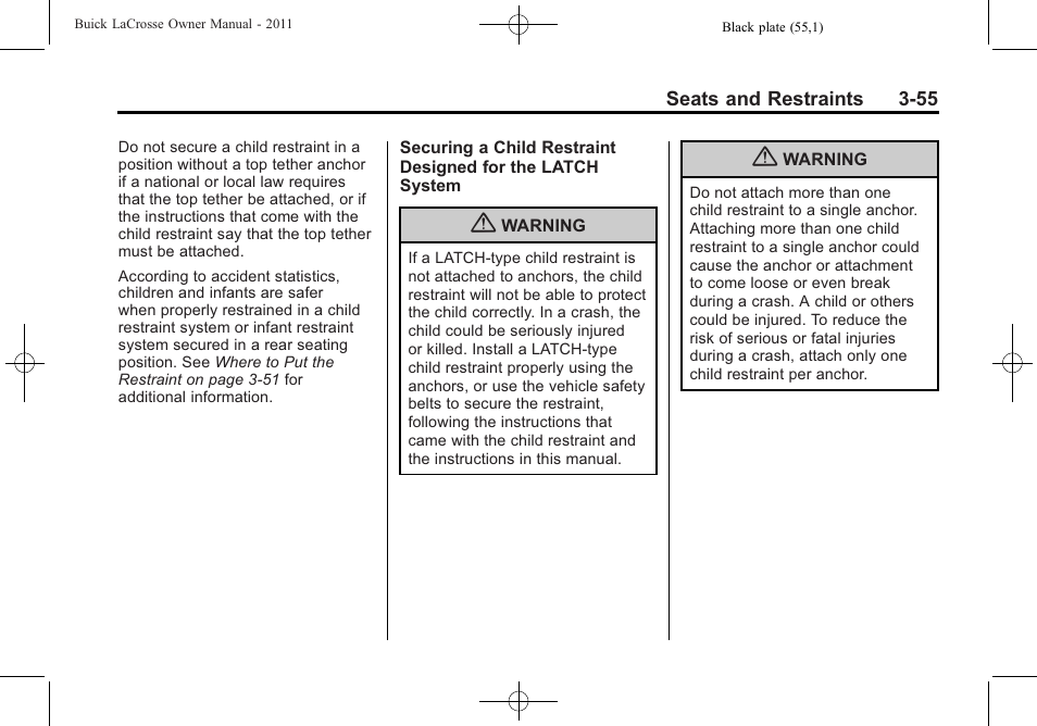 Buick 2011 Lacrosse User Manual | Page 109 / 462