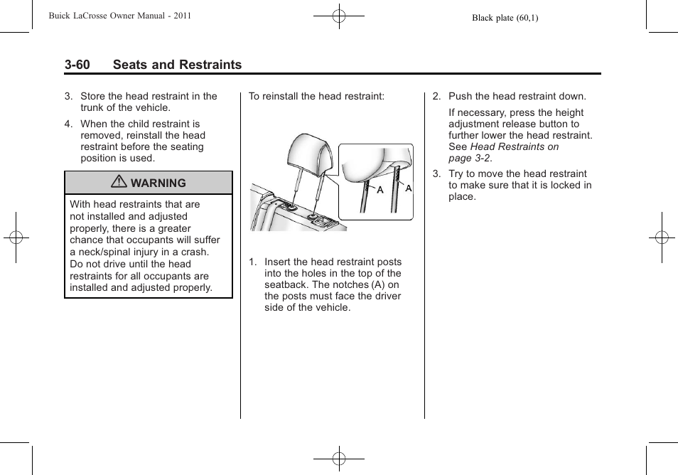 Buick 2011 Lacrosse User Manual | Page 114 / 462