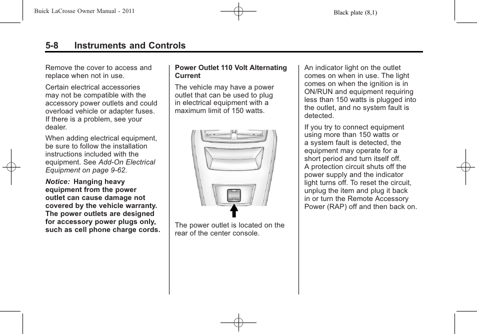 8 instruments and controls | Buick 2011 Lacrosse User Manual | Page 130 / 462
