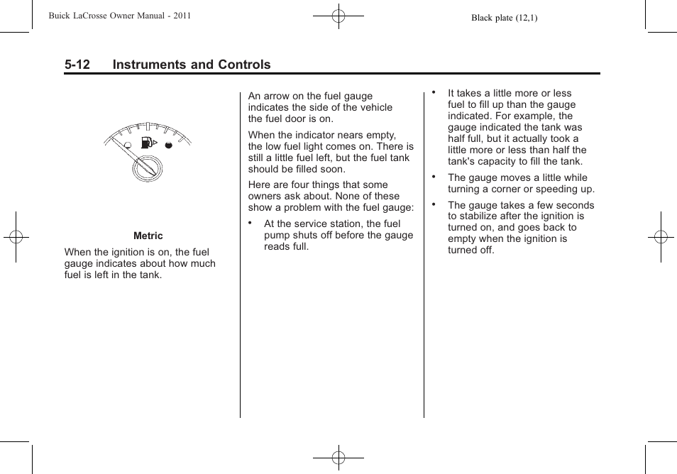 12 instruments and controls | Buick 2011 Lacrosse User Manual | Page 134 / 462