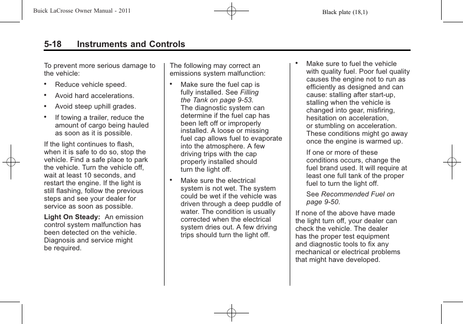 18 instruments and controls | Buick 2011 Lacrosse User Manual | Page 140 / 462