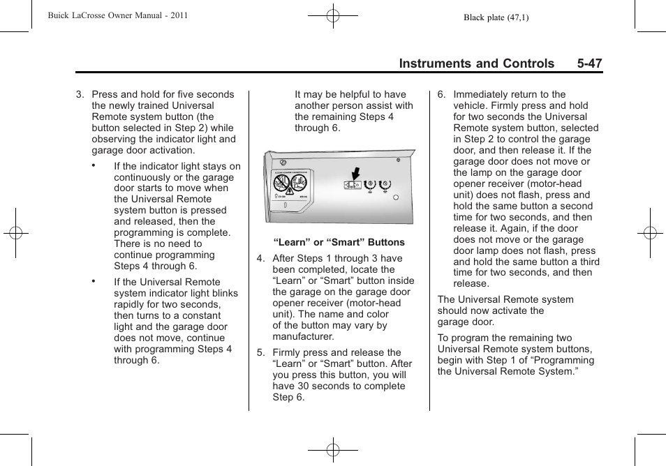 Instruments and controls 5-47 | Buick 2011 Lacrosse User Manual | Page 169 / 462