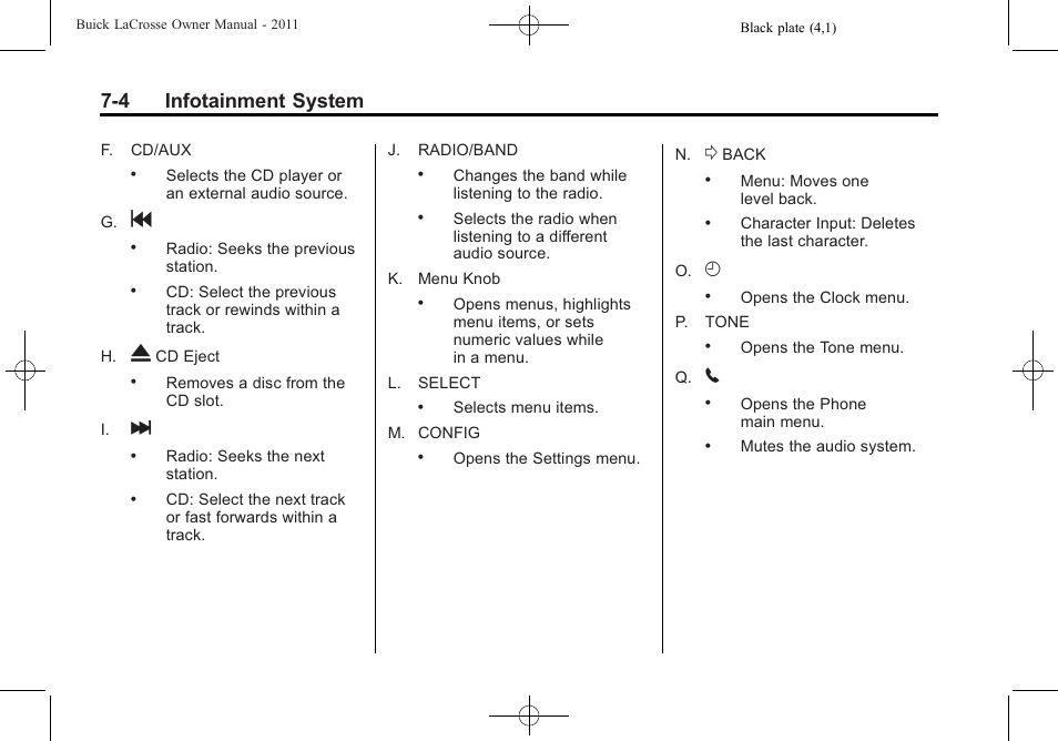 4 infotainment system | Buick 2011 Lacrosse User Manual | Page 184 / 462