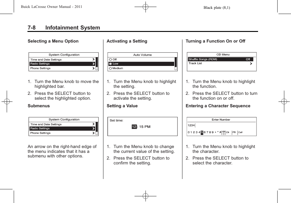 8 infotainment system | Buick 2011 Lacrosse User Manual | Page 188 / 462