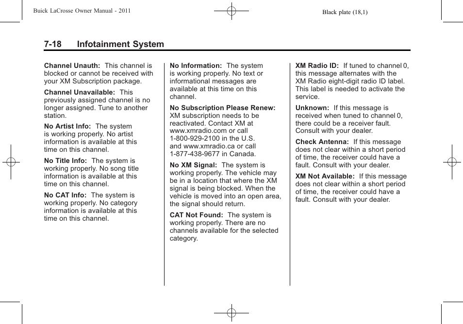 18 infotainment system | Buick 2011 Lacrosse User Manual | Page 198 / 462