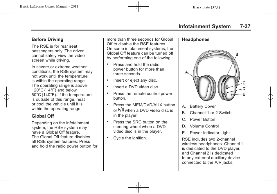 Infotainment system 7-37 | Buick 2011 Lacrosse User Manual | Page 217 / 462