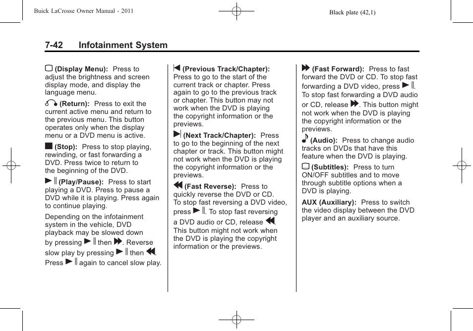 Buick 2011 Lacrosse User Manual | Page 222 / 462