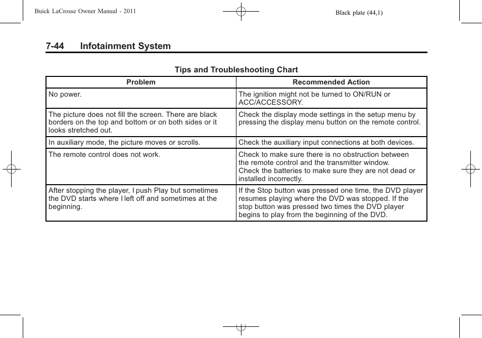 44 infotainment system | Buick 2011 Lacrosse User Manual | Page 224 / 462