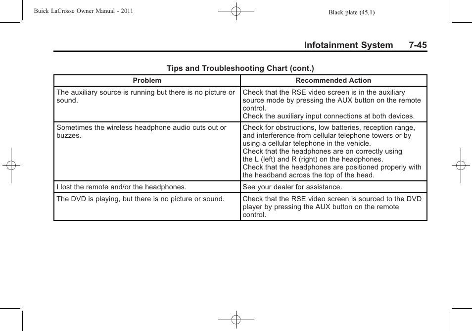 Infotainment system 7-45 | Buick 2011 Lacrosse User Manual | Page 225 / 462