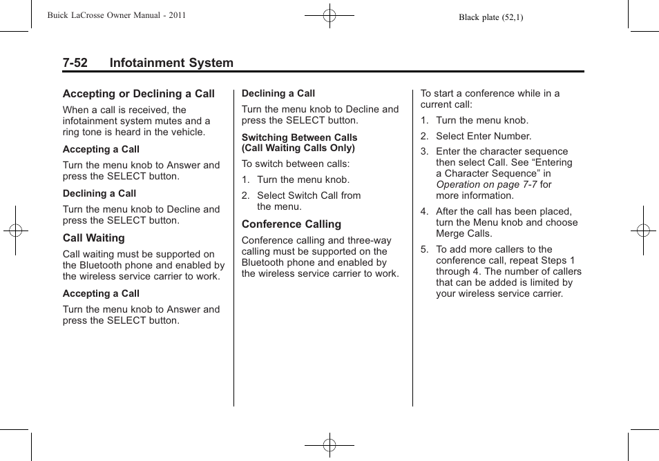 52 infotainment system | Buick 2011 Lacrosse User Manual | Page 232 / 462