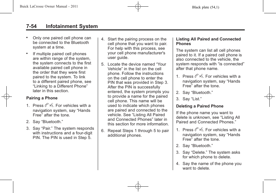 54 infotainment system | Buick 2011 Lacrosse User Manual | Page 234 / 462