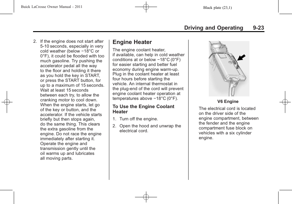 Engine heater, Engine heater -23, Ride | Buick 2011 Lacrosse User Manual | Page 273 / 462