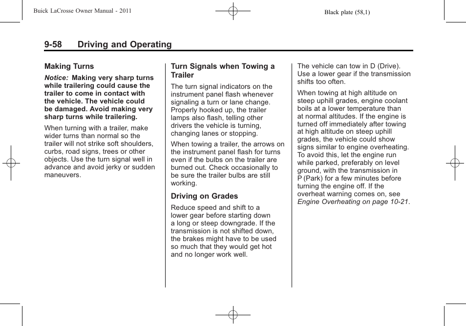 58 driving and operating | Buick 2011 Lacrosse User Manual | Page 308 / 462