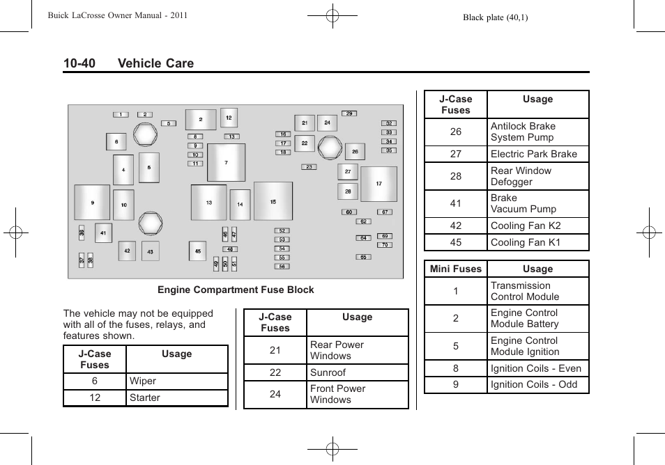 40 vehicle care | Buick 2011 Lacrosse User Manual | Page 352 / 462
