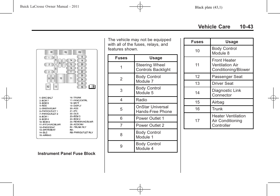 Vehicle care 10-43 | Buick 2011 Lacrosse User Manual | Page 355 / 462