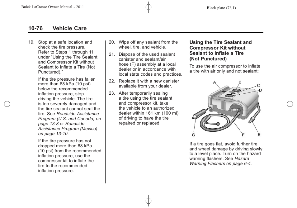 76 vehicle care | Buick 2011 Lacrosse User Manual | Page 388 / 462