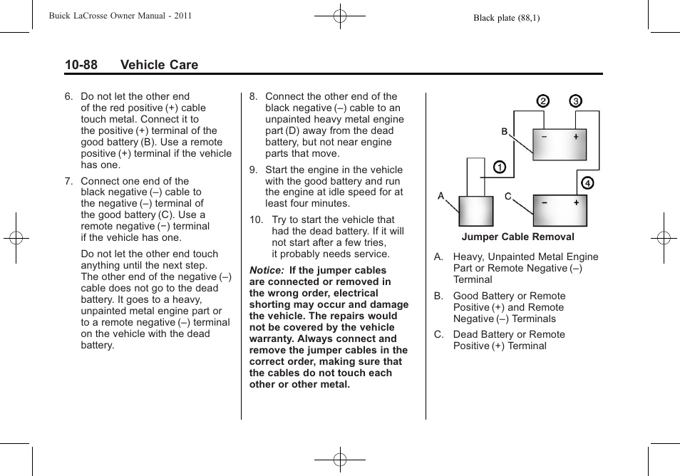 88 vehicle care | Buick 2011 Lacrosse User Manual | Page 400 / 462