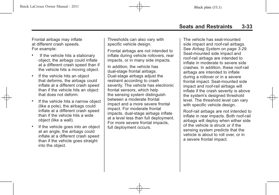 Seats and restraints 3-33 | Buick 2011 Lacrosse User Manual | Page 87 / 462