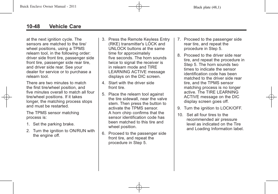 48 vehicle care | Buick 2011 Enclave User Manual | Page 340 / 434