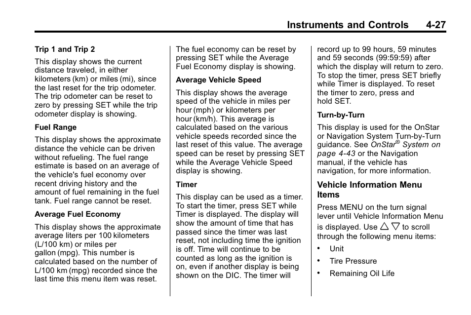 Instruments and controls 4-27 | Buick 2010 Lacrosse User Manual | Page 113 / 418
