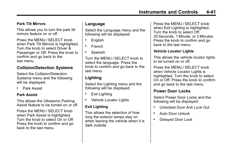 Instruments and controls 4-41 | Buick 2010 Lacrosse User Manual | Page 127 / 418