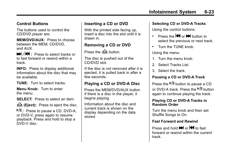 Infotainment system 6-23 | Buick 2010 Lacrosse User Manual | Page 167 / 418