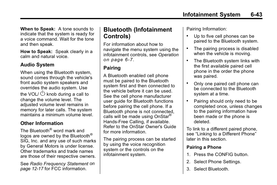 Bluetooth (infotainment controls), Bluetooth (infotainment, Many audio and | Infotainment system 6-43 | Buick 2010 Lacrosse User Manual | Page 187 / 418