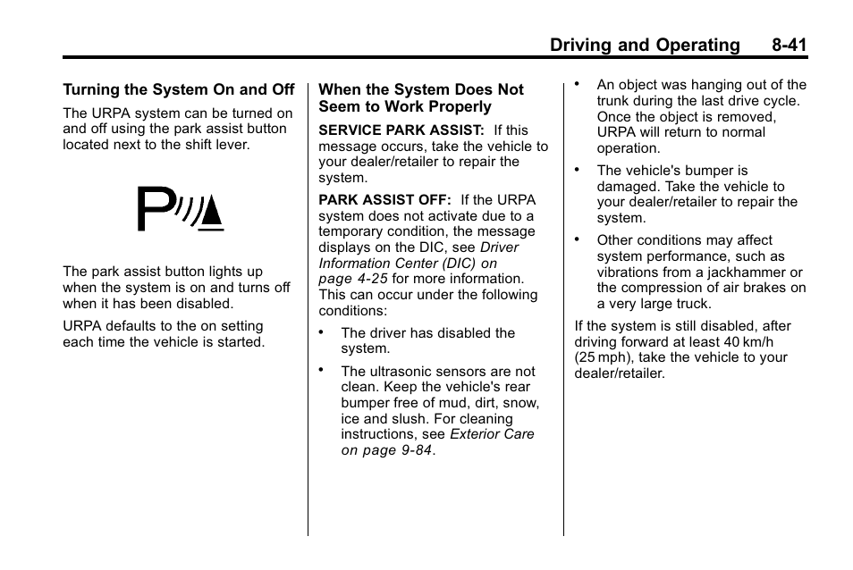 Driving and operating 8-41 | Buick 2010 Lacrosse User Manual | Page 261 / 418
