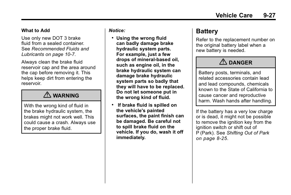 Battery, Battery -27 | Buick 2010 Lacrosse User Manual | Page 307 / 418