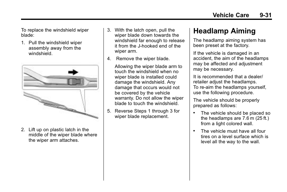 Headlamp aiming, Headlamp aiming -31, Vehicle care 9-31 | Buick 2010 Lacrosse User Manual | Page 311 / 418