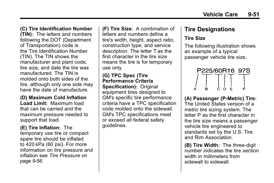 Tire designations, Tire designations -51 | Buick 2010 Lacrosse User Manual | Page 331 / 418