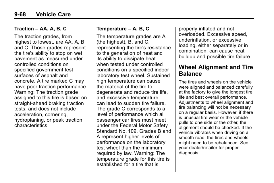Wheel alignment and tire balance, Wheel alignment and tire, Balance -68 | Buick 2010 Lacrosse User Manual | Page 348 / 418