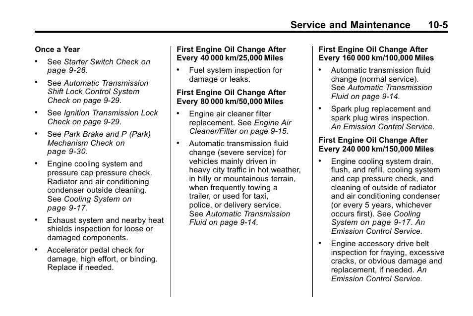 Service and maintenance 10-5 | Buick 2010 Lacrosse User Manual | Page 377 / 418