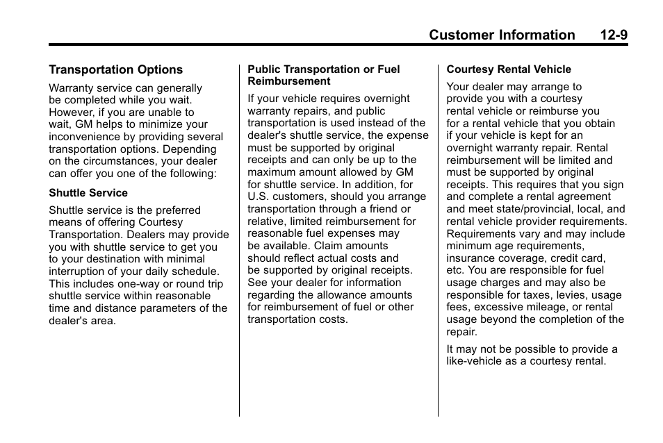 Customer information 12-9 | Buick 2010 Lacrosse User Manual | Page 397 / 418