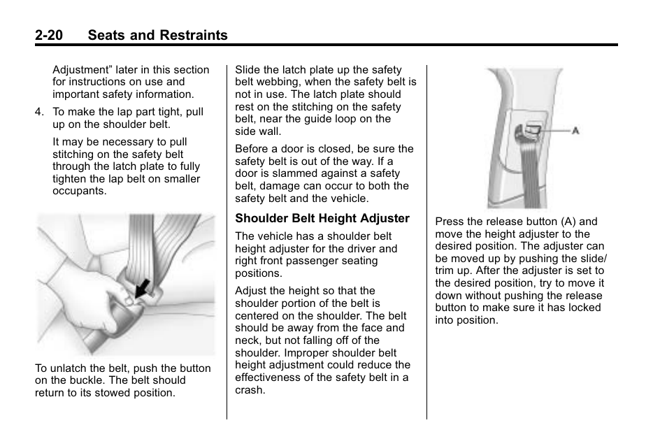 20 seats and restraints | Buick 2010 Lacrosse User Manual | Page 46 / 418
