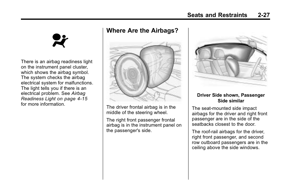 Where are the airbags, Where are the airbags? -27 | Buick 2010 Lacrosse User Manual | Page 53 / 418