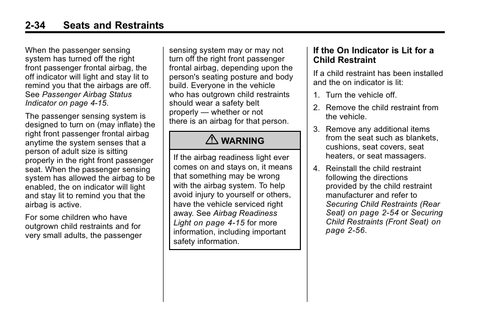 34 seats and restraints | Buick 2010 Lacrosse User Manual | Page 60 / 418