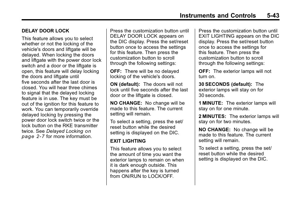 Instruments and controls 5-43 | Buick 2010 Enclave User Manual | Page 161 / 440