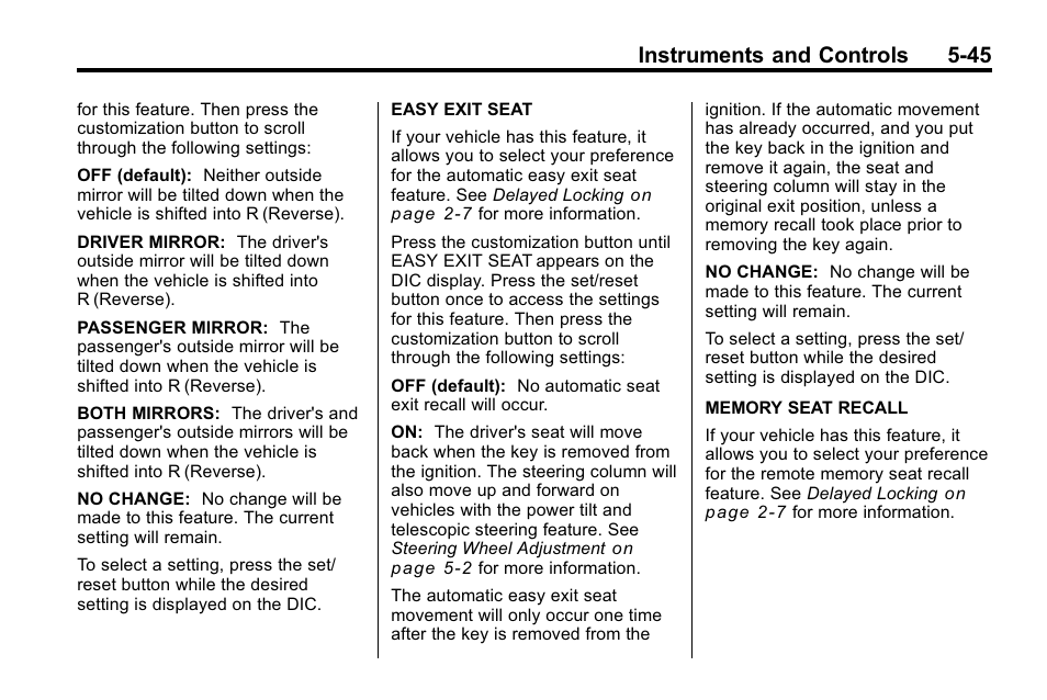Instruments and controls 5-45 | Buick 2010 Enclave User Manual | Page 163 / 440