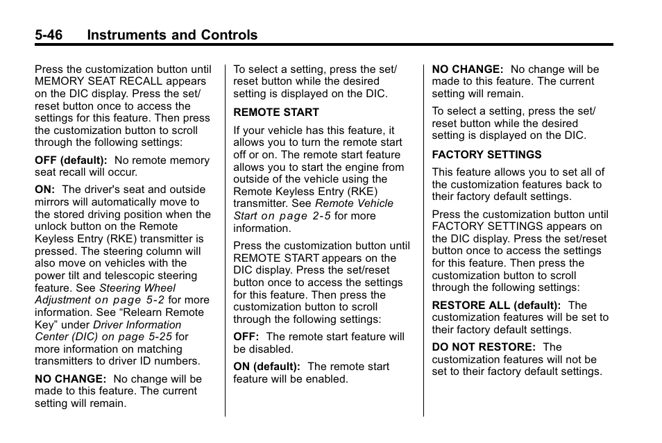 46 instruments and controls | Buick 2010 Enclave User Manual | Page 164 / 440