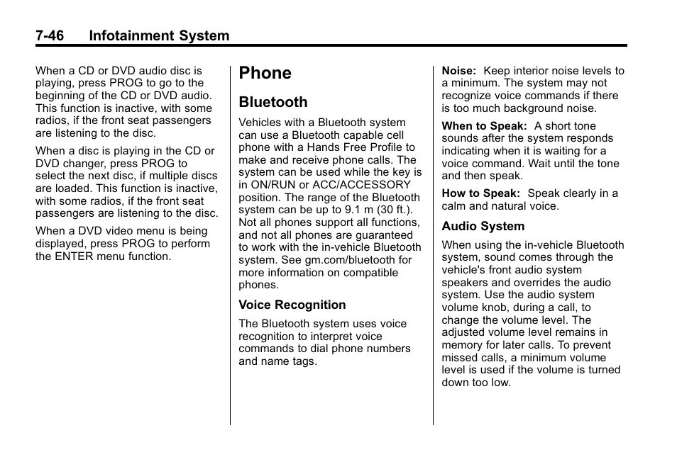 Phone, Bluetooth, Phone -46 | Bluetooth -46 | Buick 2010 Enclave User Manual | Page 224 / 440