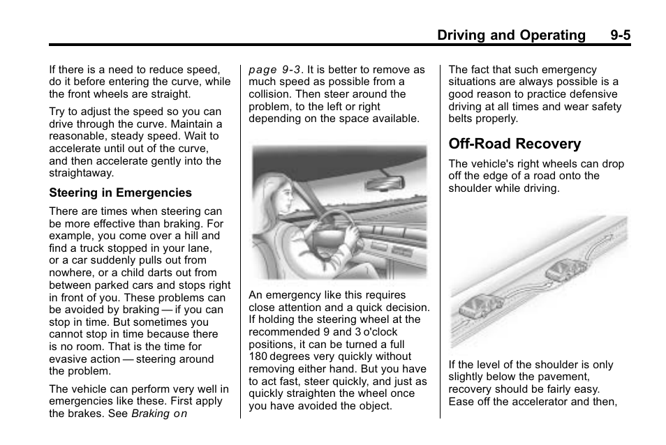 Off-road recovery, Off-road recovery -5, Driving and operating 9-5 | Buick 2010 Enclave User Manual | Page 249 / 440