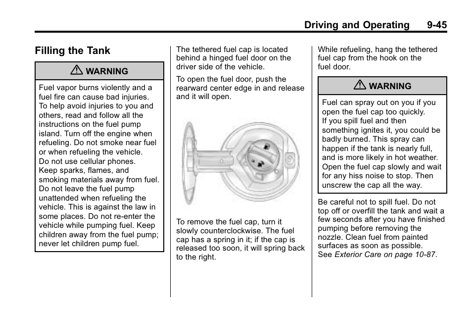 Filling the tank, Filling the tank -45 | Buick 2010 Enclave User Manual | Page 289 / 440