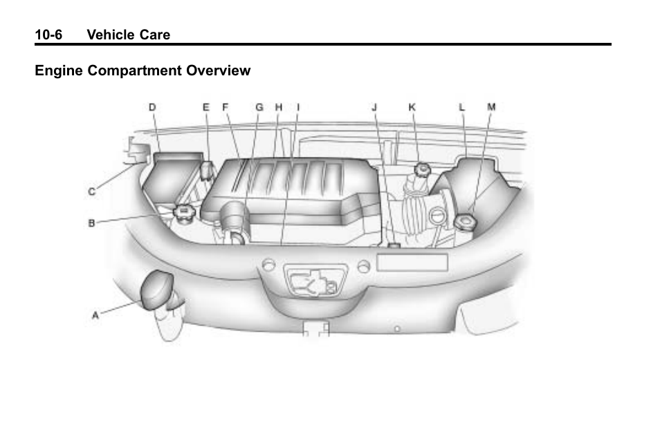 Engine compartment overview, Engine compartment, Overview -6 | Buick 2010 Enclave User Manual | Page 308 / 440