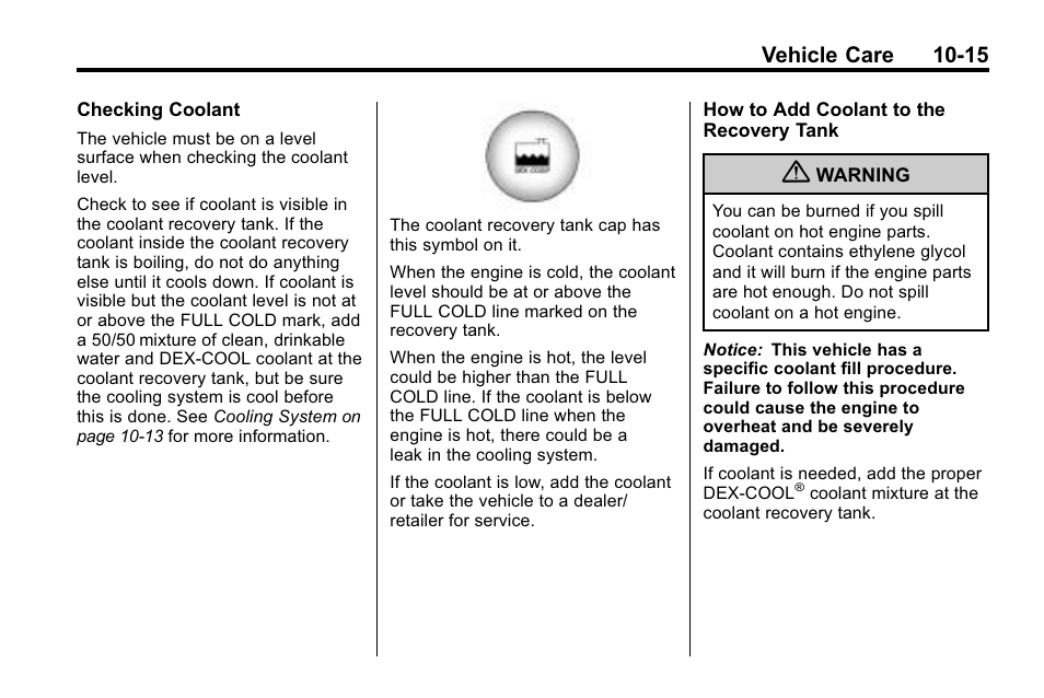 Vehicle care 10-15 | Buick 2010 Enclave User Manual | Page 317 / 440